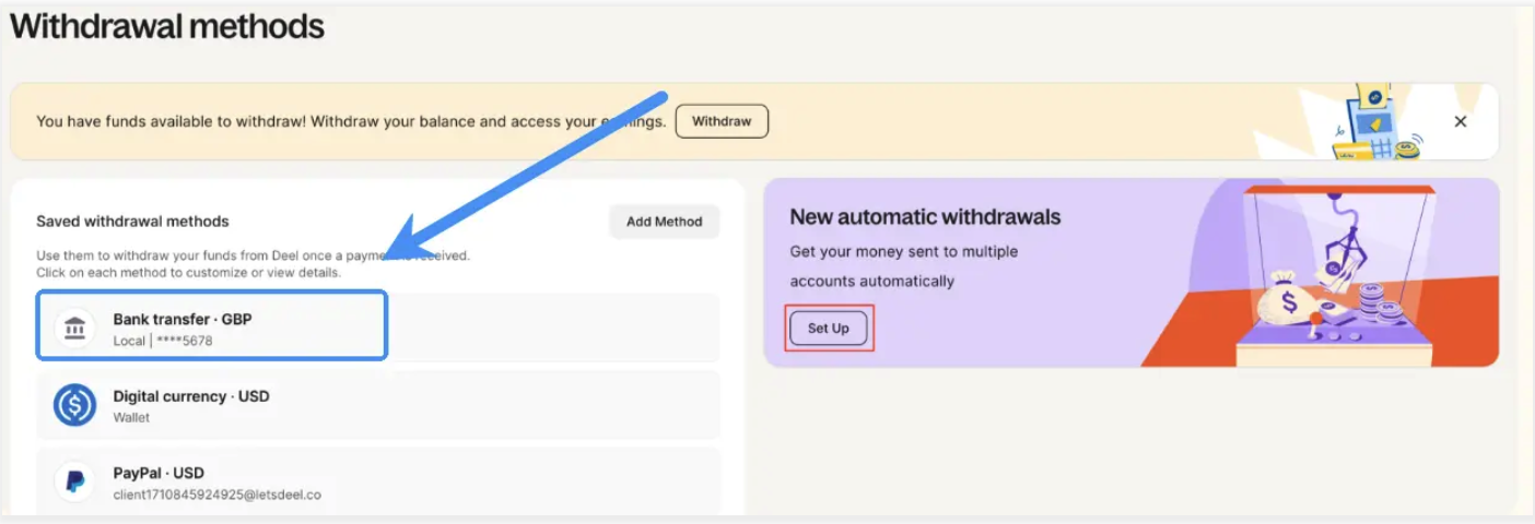 Set Endl as your preferred method and withdraw